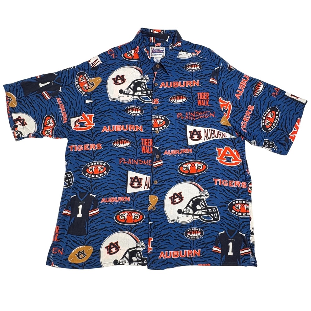 Reyn Spooner Auburn Tigers Shirt Mens XL Blue Rayon Button Down NCAA Gameday - Picture 2 of 6
